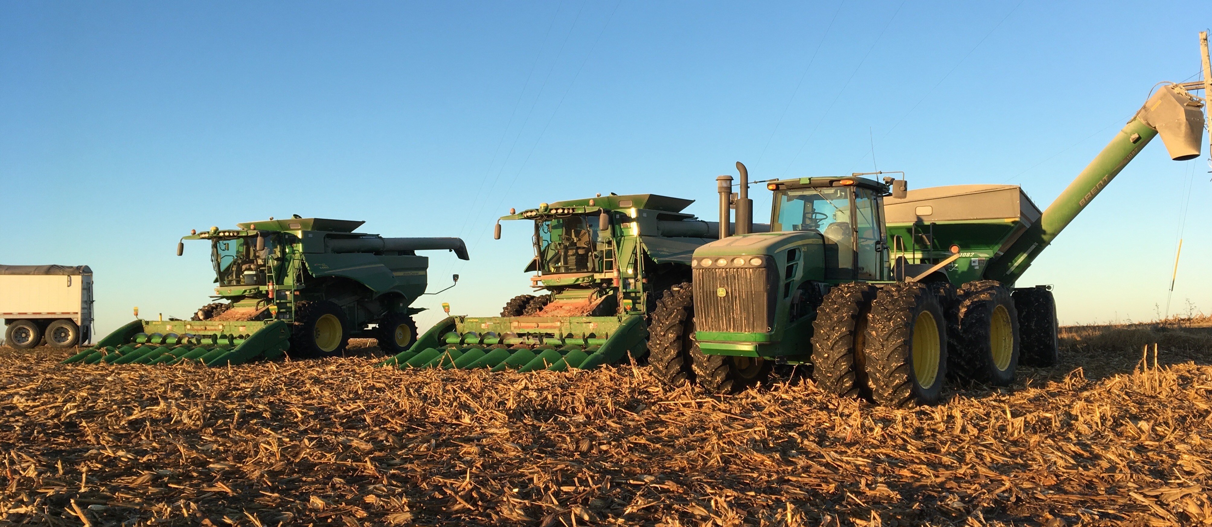 2 Combines and Tractor in Feild-1