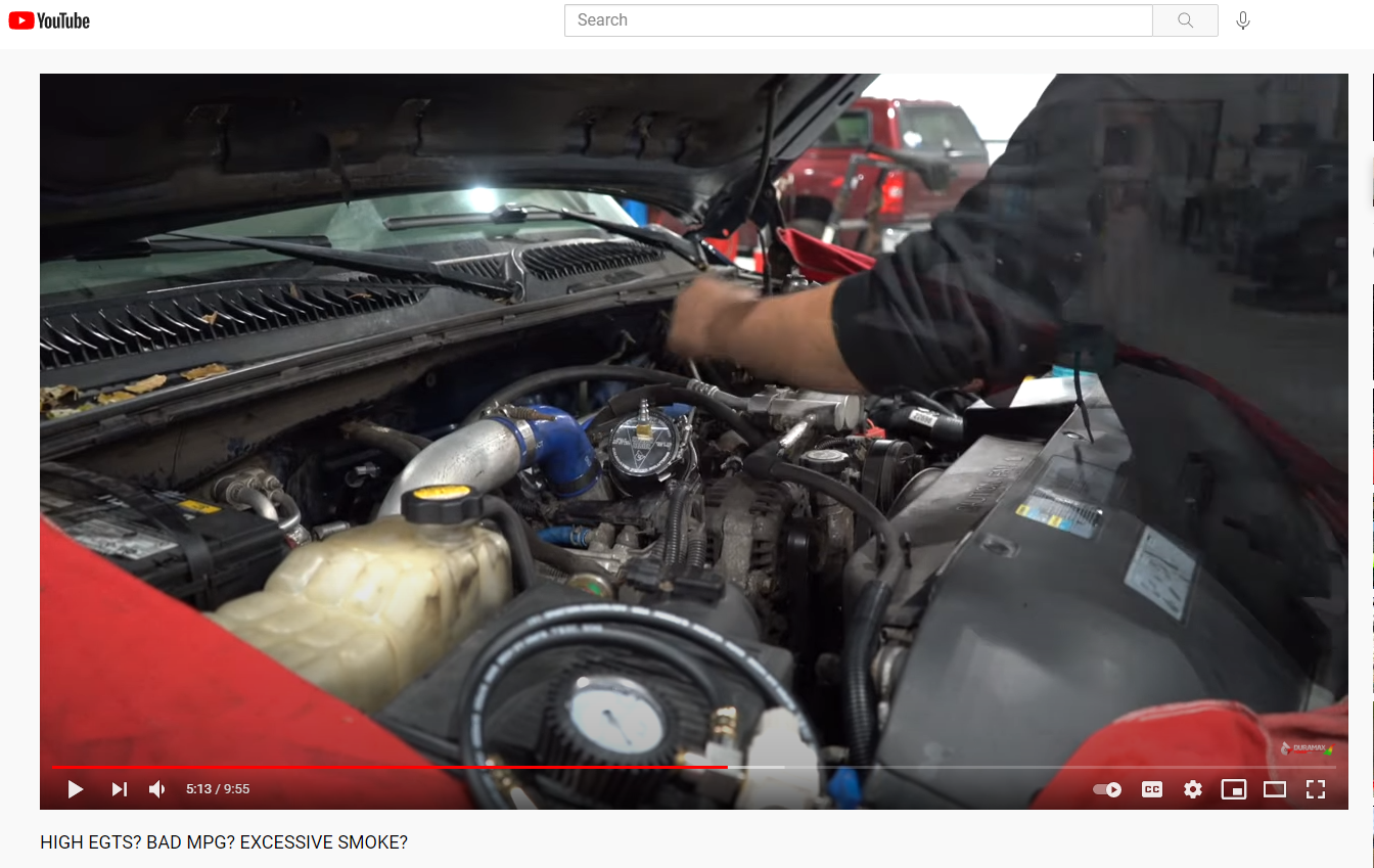 Blue LB7 Boost Tester Video Snap Shot of Under the Hood engine Shot